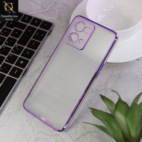 Oppo F21 Pro 4G Cover - Purple - New Trendy Glossy Border With Camera Protection Soft Silicon Case