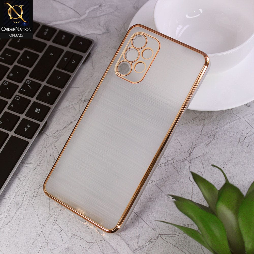 Samsung Galaxy A32 Cover - Golden - New Trendy Glossy Border With Camera Protection Soft Silicon Case