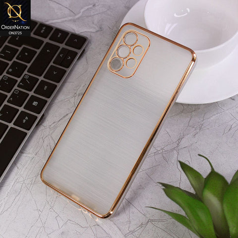 Samsung Galaxy A32 Cover - Golden - New Trendy Glossy Border With Camera Protection Soft Silicon Case