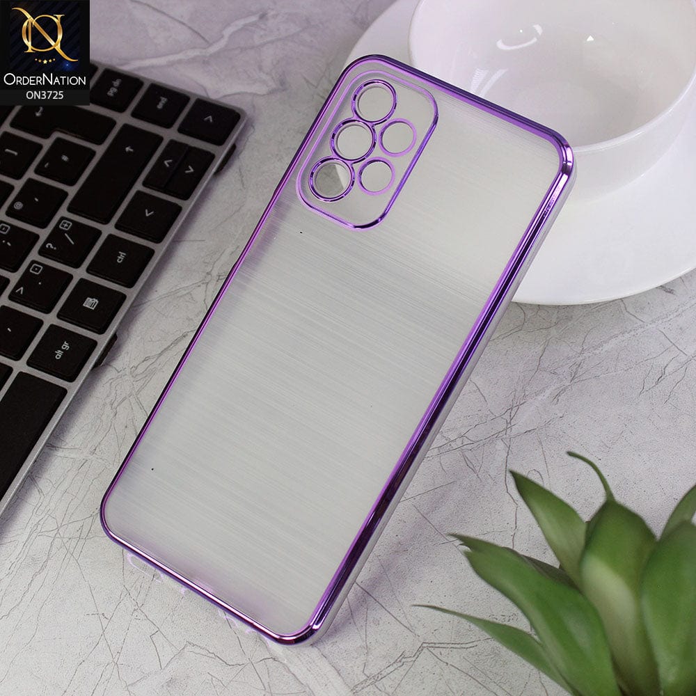Samsung Galaxy A32 Cover - Purple - New Trendy Glossy Border With Camera Protection Soft Silicon Case