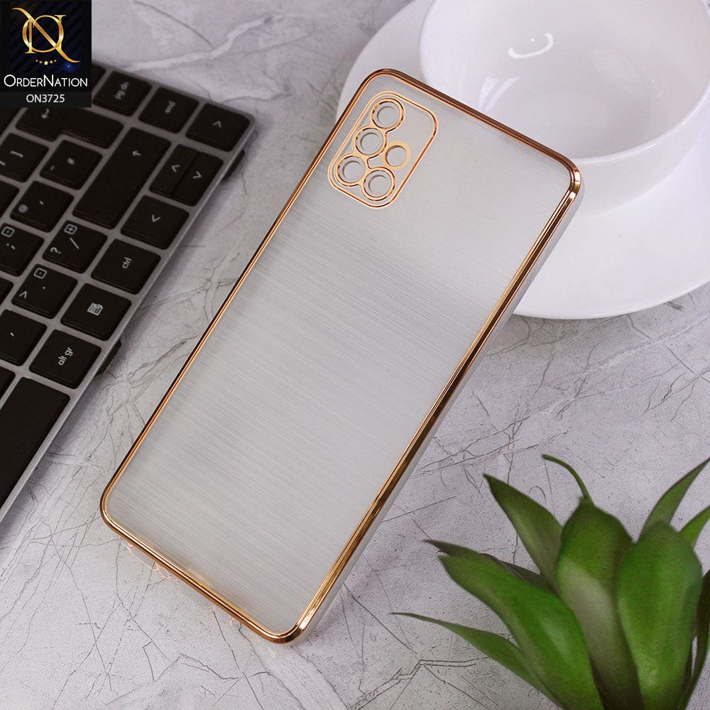 Samsung Galaxy A51 Cover - Golden - New Trendy Glossy Border With Camera Protection Soft Silicon Case