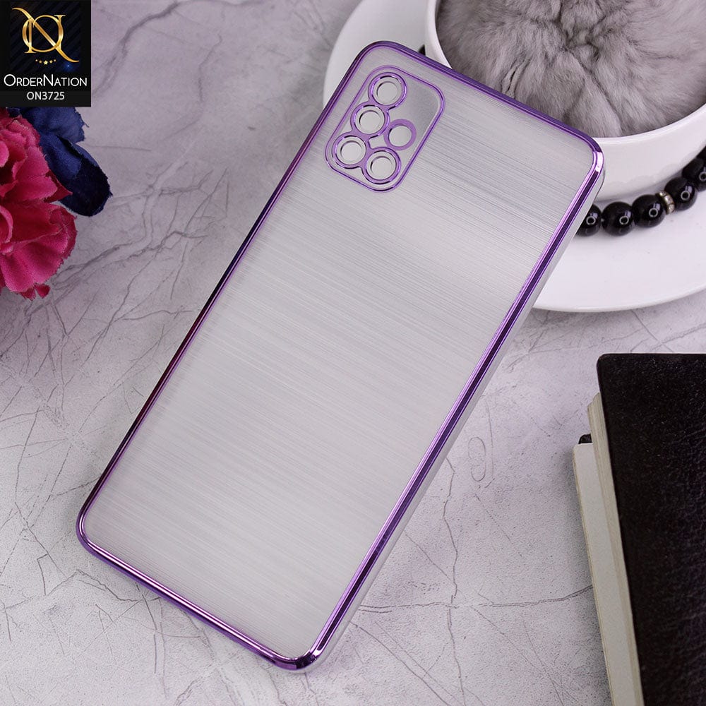 Samsung Galaxy A51 Cover - Purple - New Trendy Glossy Border With Camera Protection Soft Silicon Case