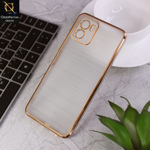 Vivo Y15s Cover - Golden - New Trendy Glossy Border With Camera Protection Soft Silicon Case