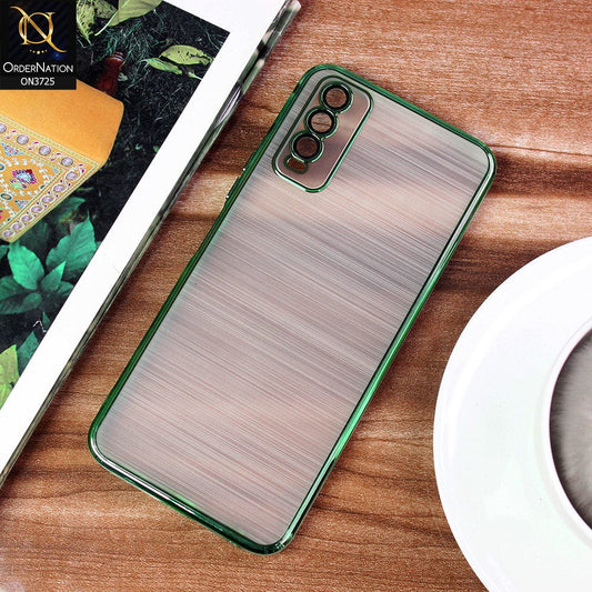 Vivo Y20T Cover - Green - New Trendy Glossy Border With Camera Protection Soft Silicon Case