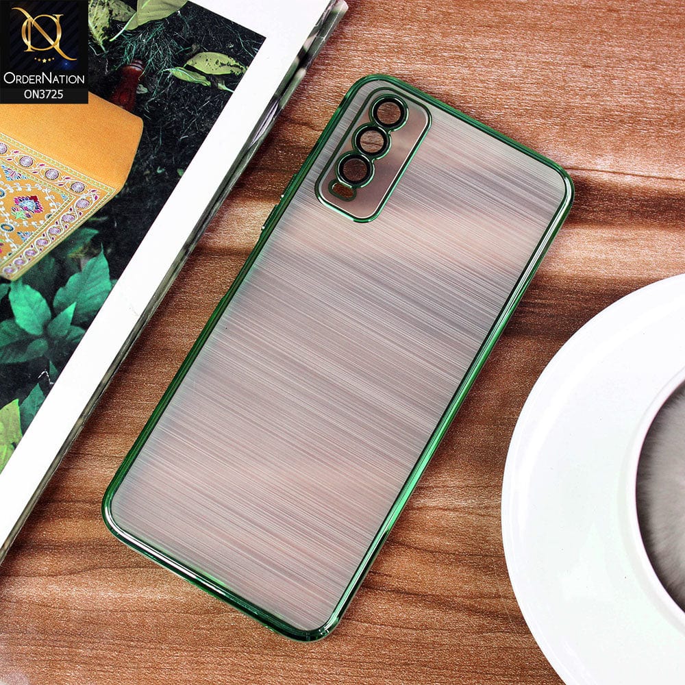 Vivo Y20i Cover - Green - New Trendy Glossy Border With Camera Protection Soft Silicon Case