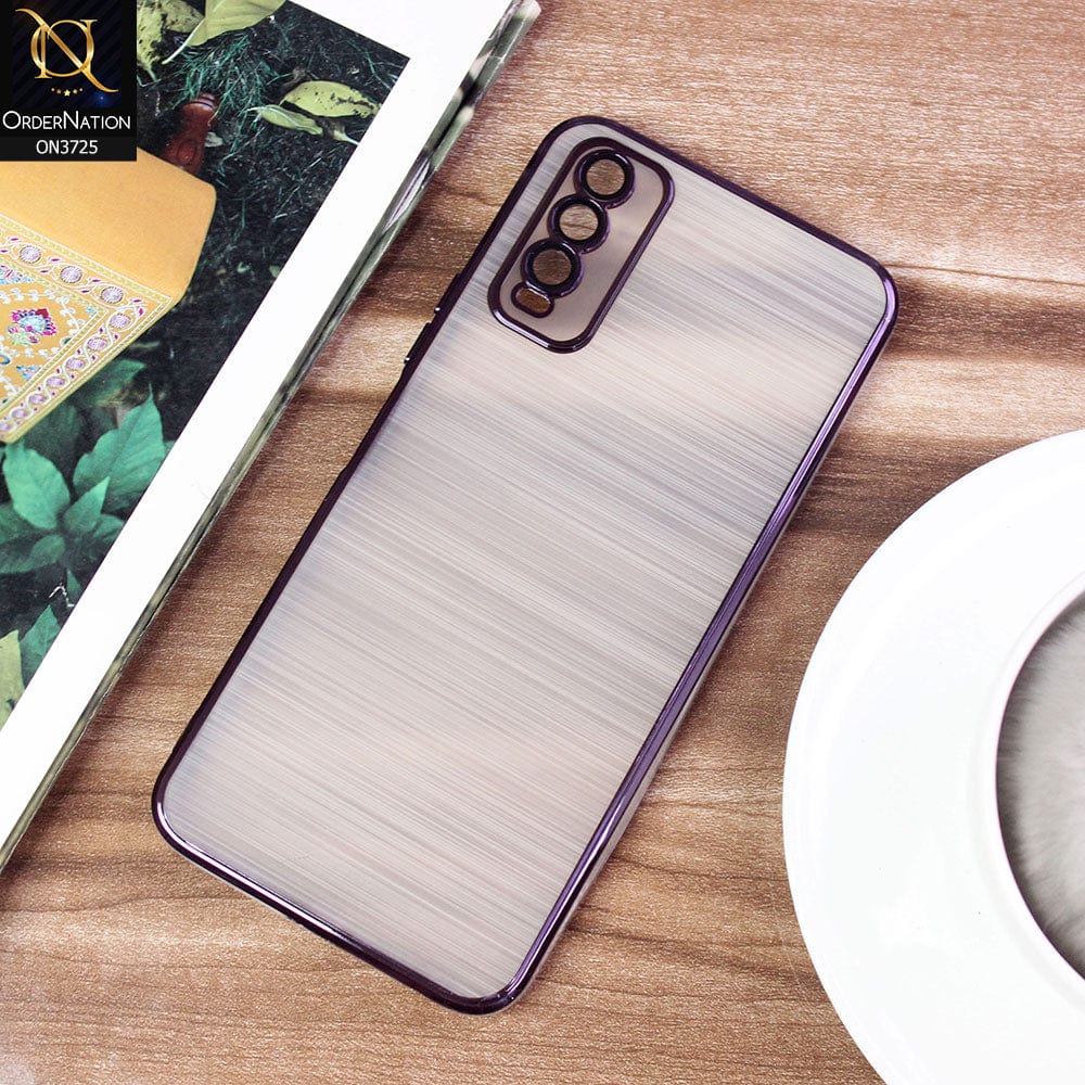 Vivo Y20i Cover - Purple - New Trendy Glossy Border With Camera Protection Soft Silicon Case