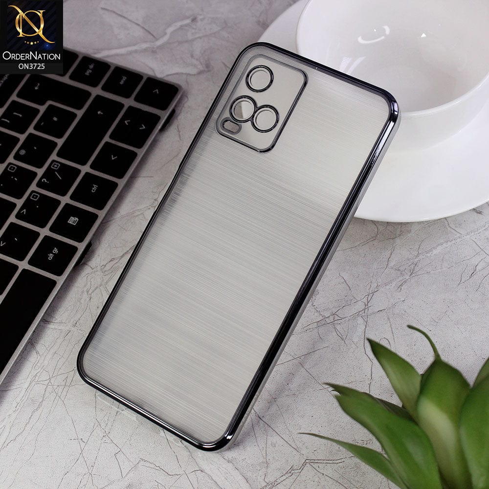 Vivo Y21e Cover - Black - New Trendy Glossy Border With Camera Protection Soft Silicon Case