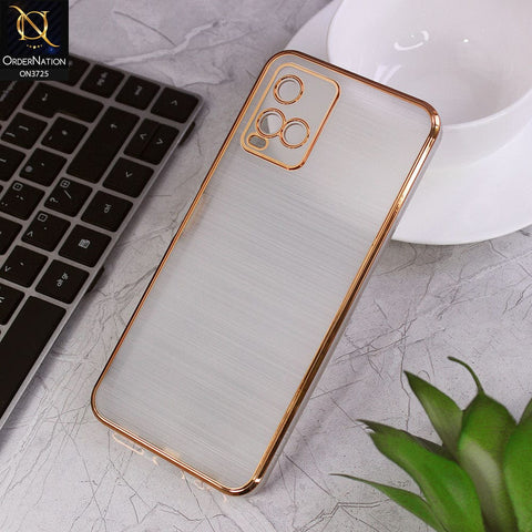Vivo Y21e Cover - Golden - New Trendy Glossy Border With Camera Protection Soft Silicon Case
