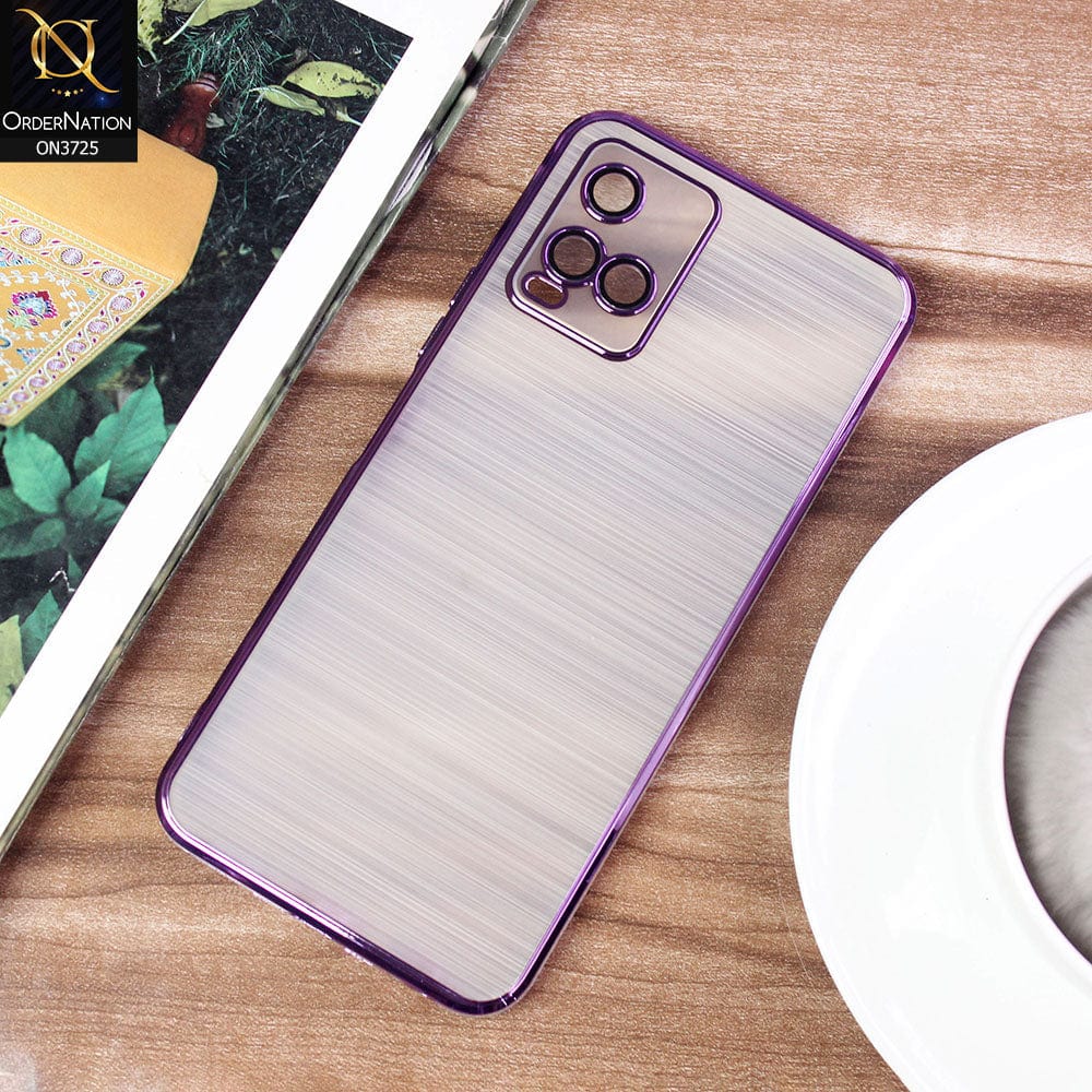 Vivo Y21a Cover - Purple - New Trendy Glossy Border With Camera Protection Soft Silicon Case