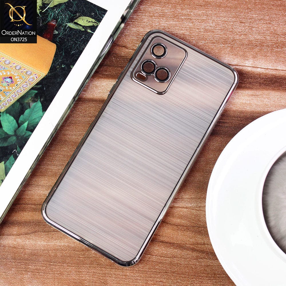 Vivo Y21s Cover - Silver - New Trendy Glossy Border With Camera Protection Soft Silicon Case