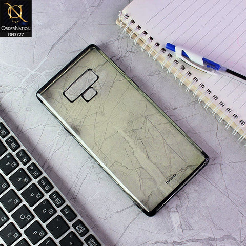 Samsung Galaxy Note 9 Cover - Black- New Baseus Ultra Slim Color Borders Shiny Clear back Soft Case