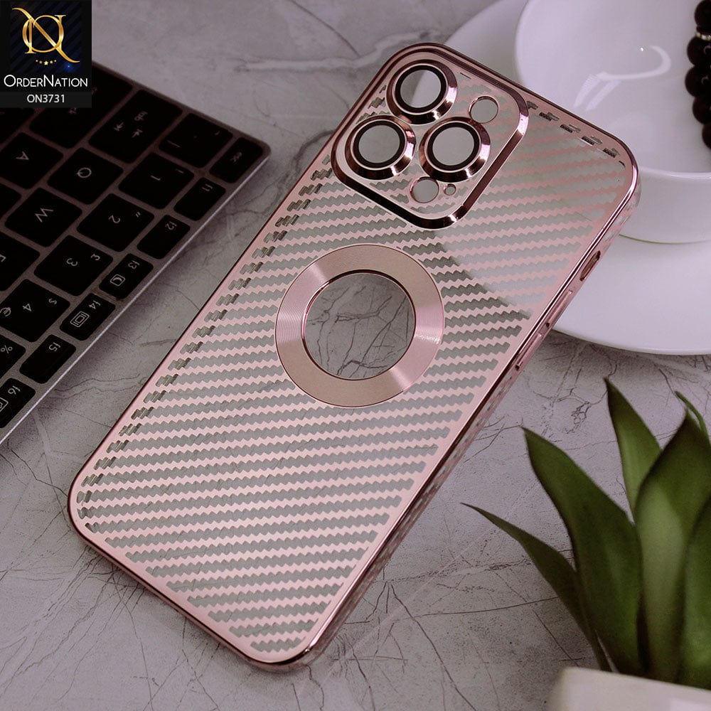 iPhone 14 Pro Max Cover - Rose Gold - new ziggy lines camera protection logo hole case