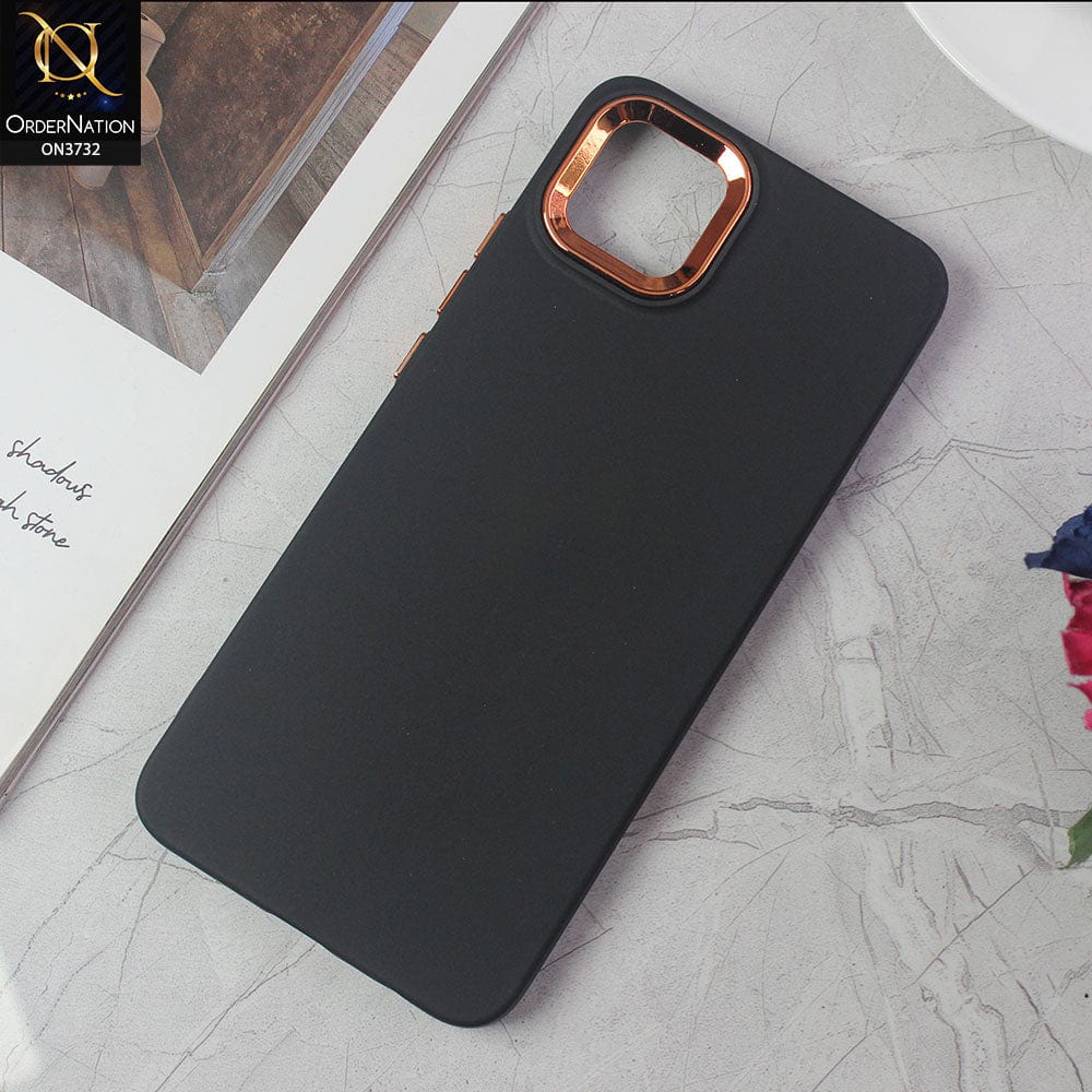 Oppo A16e Cover - Black -Electroplated Camera Border Soft Silicon Case