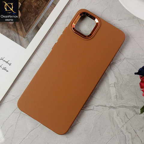 Oppo A16e Cover - Brown -Electroplated Camera Border Soft Silicon Case