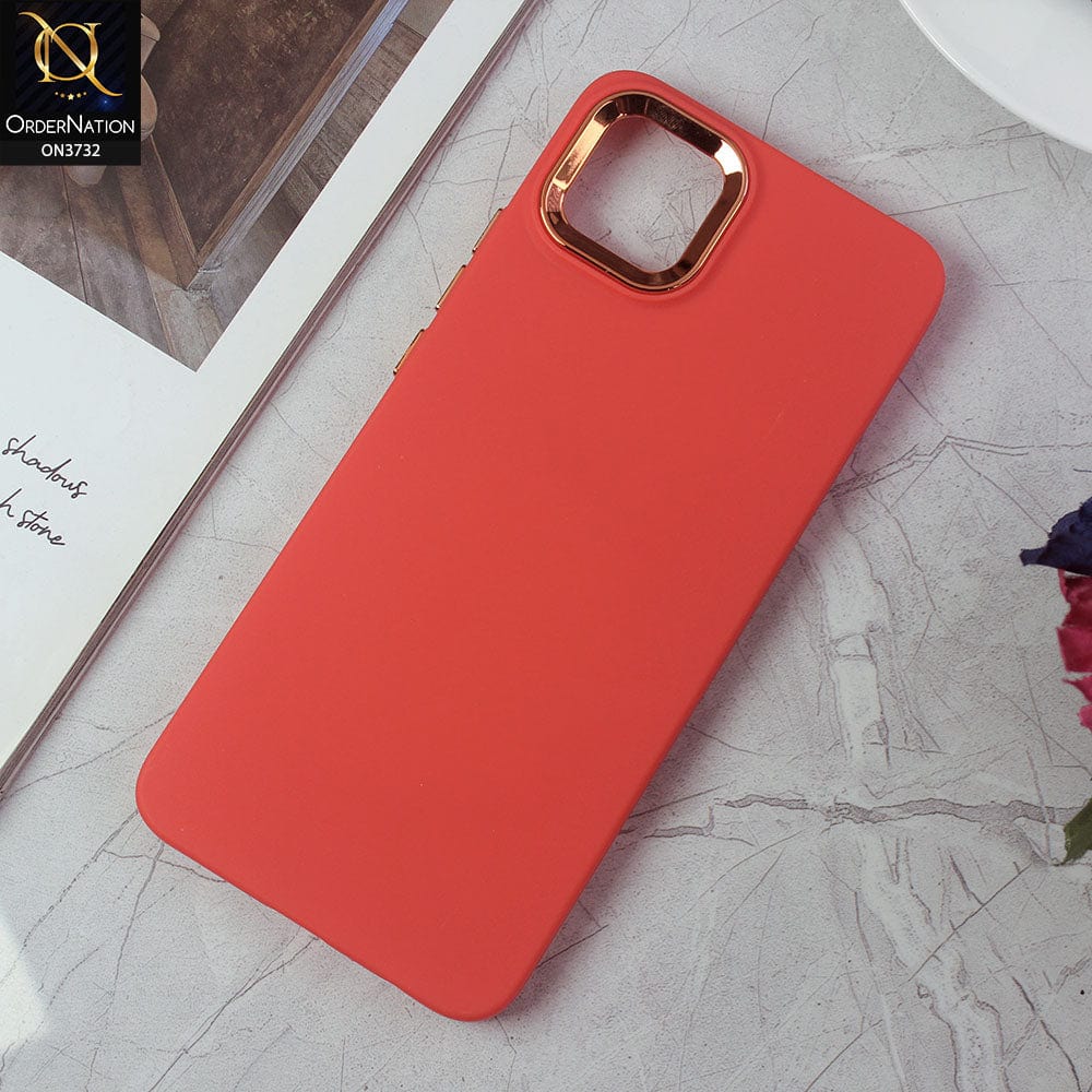 Oppo A16e Cover - Red -Electroplated Camera Border Soft Silicon Case
