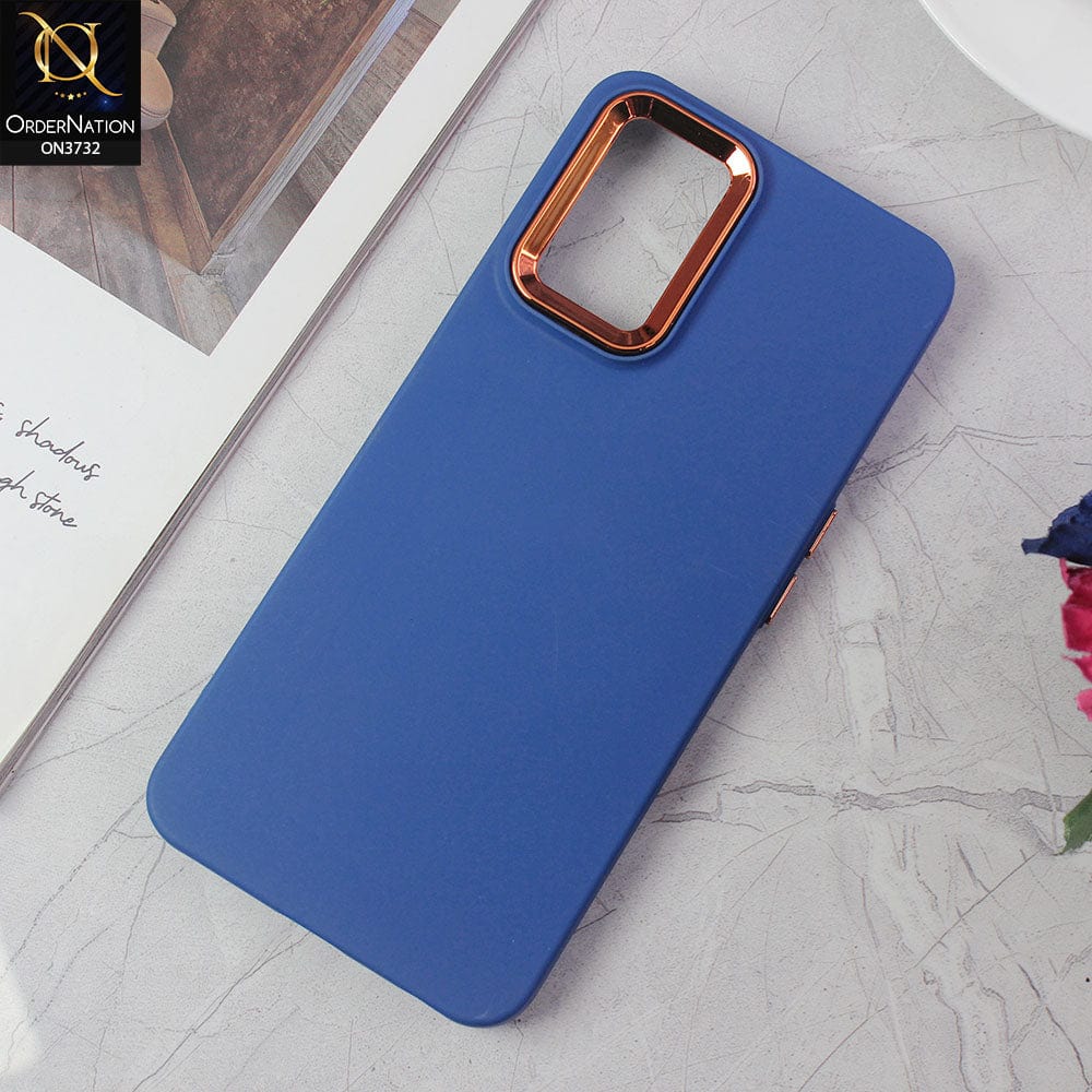 Oppo A16 Cover - Blue -Electroplated Camera Border Soft Silicon Case
