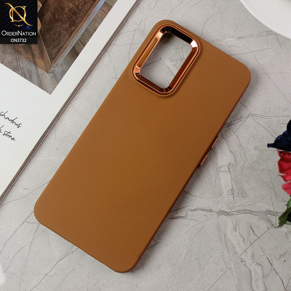 Oppo A55 5G Cover - Brown -Electroplated Camera Border Soft Silicon Case