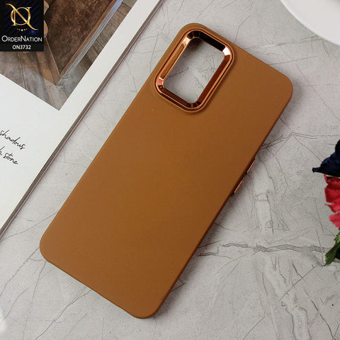 Oppo A54 4G Cover - Brown -Electroplated Camera Border Soft Silicon Case