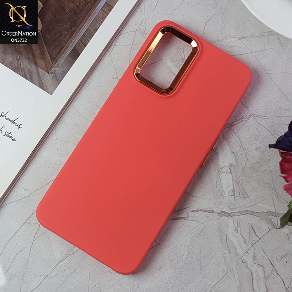 Oppo A55 5G Cover - Red -Electroplated Camera Border Soft Silicon Case