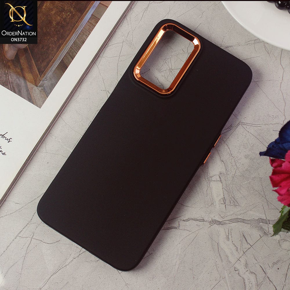 Oppo A36 Cover - Black -Electroplated Camera Border Soft Silicon Case