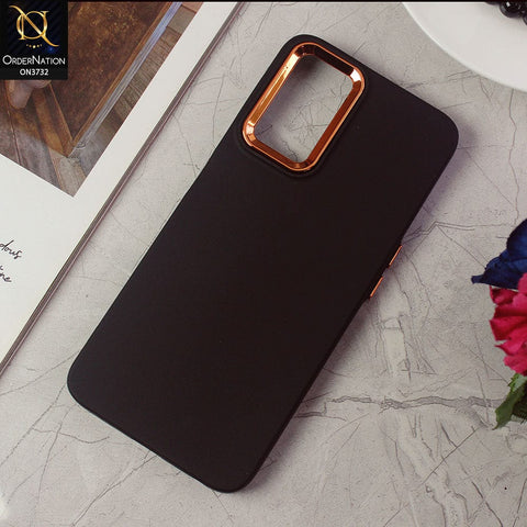 Oppo A96 4G Cover - Black -Electroplated Camera Border Soft Silicon Case