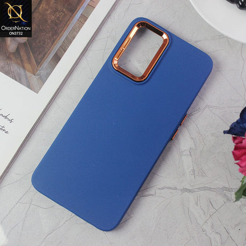 Oppo A96 4G Cover - Blue -Electroplated Camera Border Soft Silicon Case