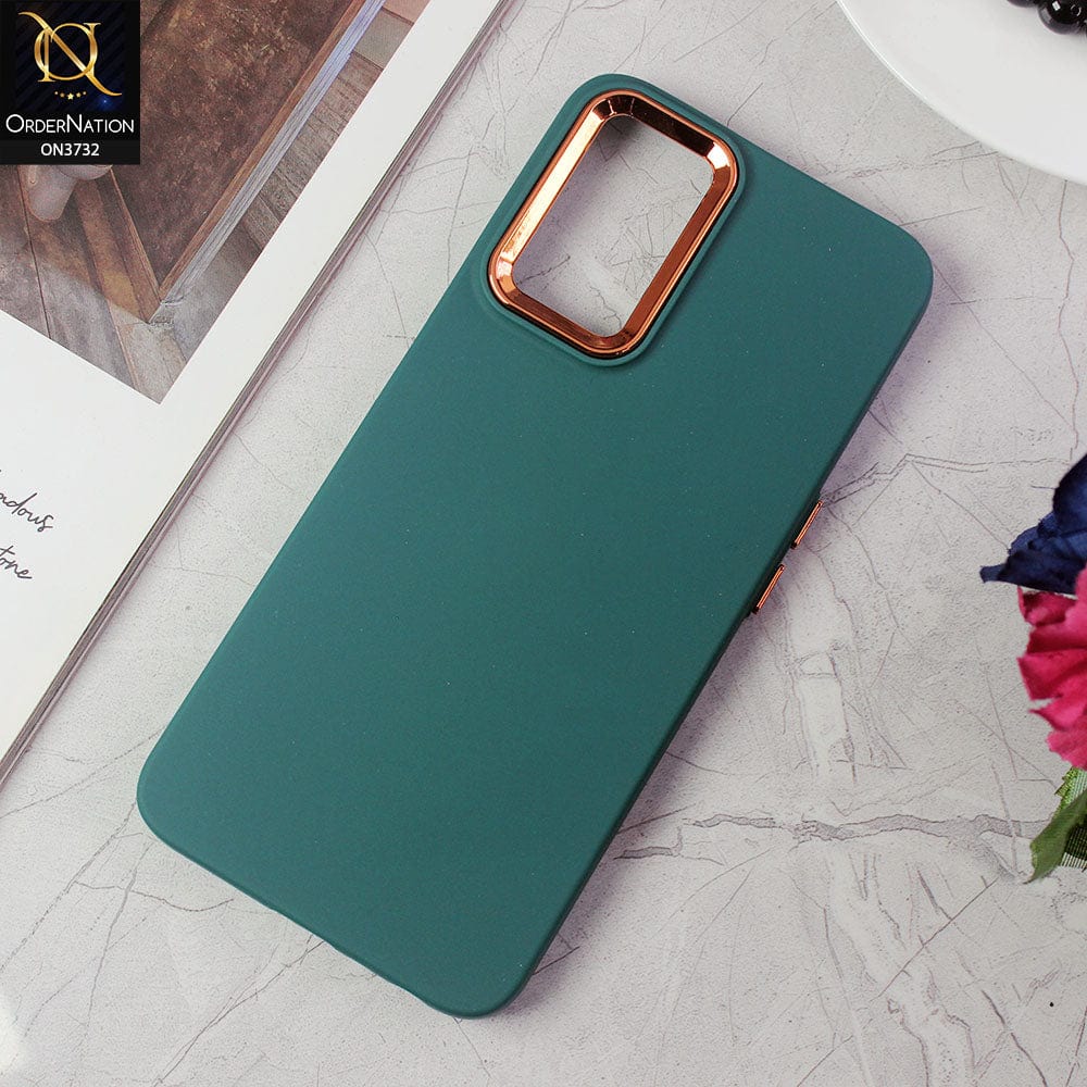 Oppo A76 Cover - Green -Electroplated Camera Border Soft Silicon Case