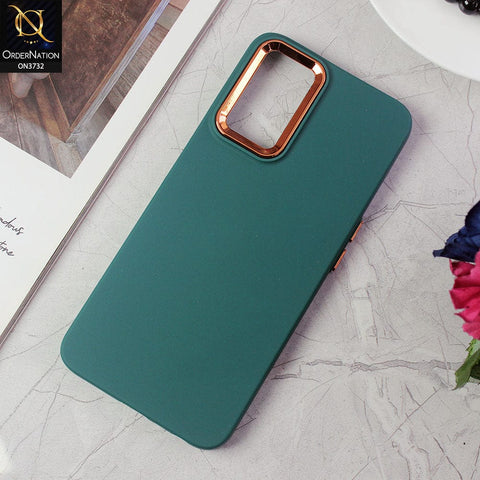 Oppo A76 Cover - Green -Electroplated Camera Border Soft Silicon Case