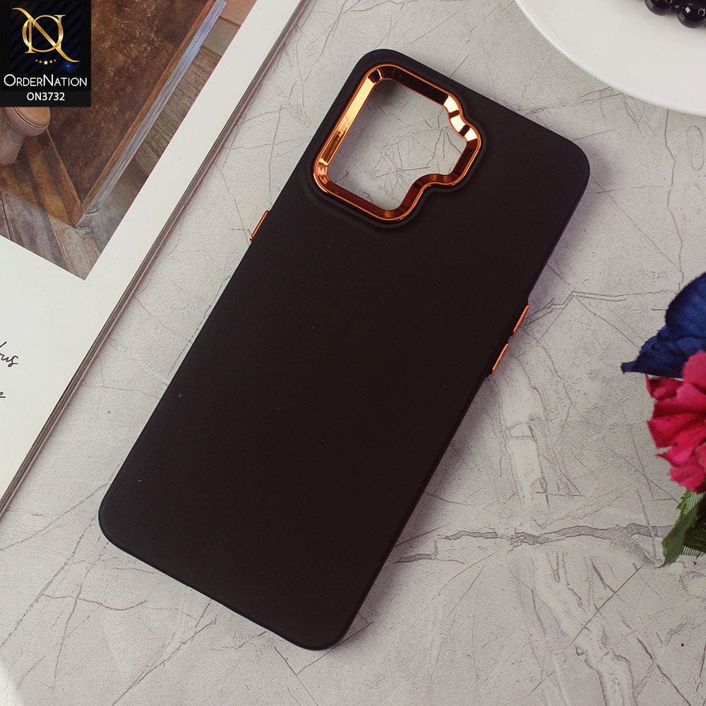 Oppo F19 Pro Cover - Black -Electroplated Camera Border Soft Silicon Case