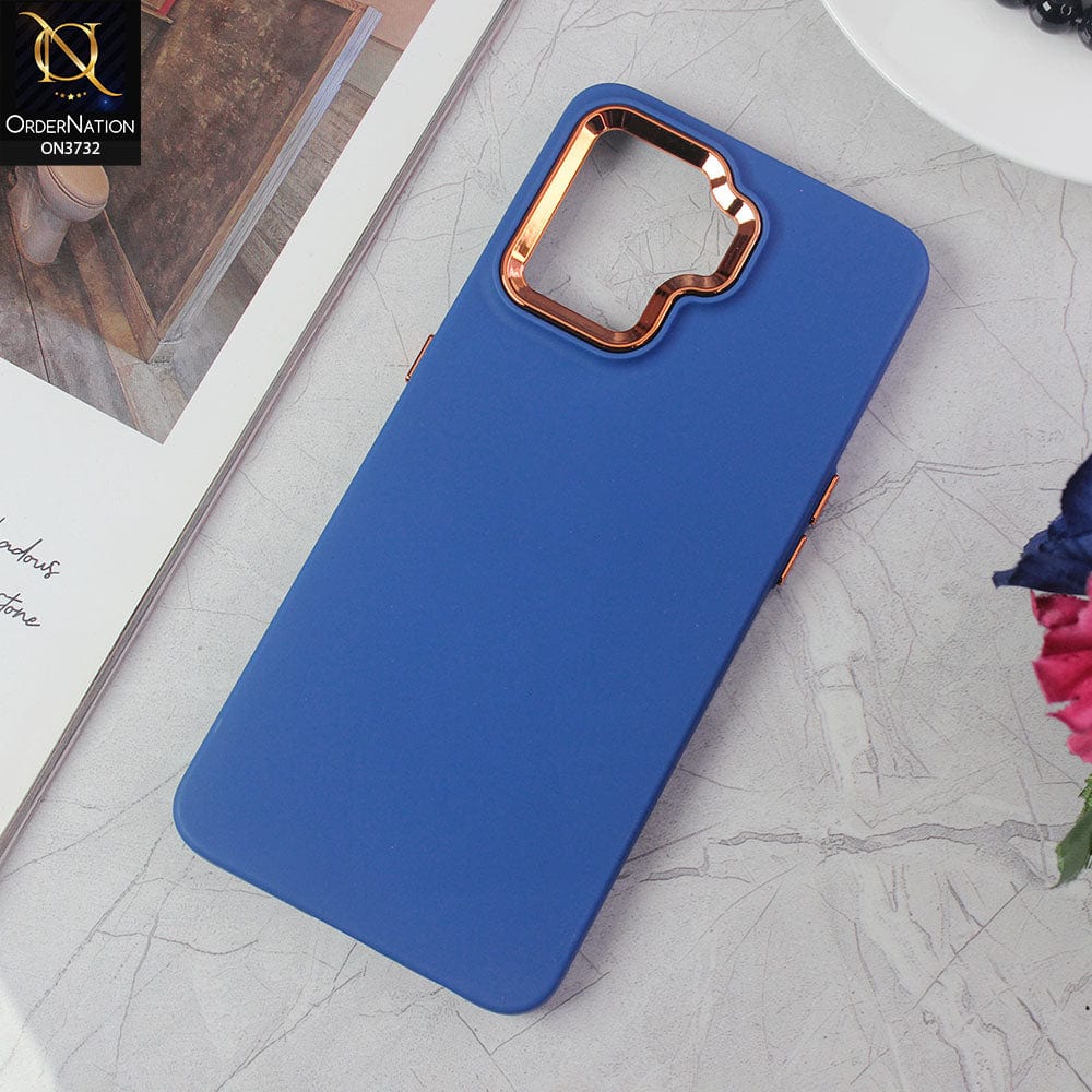 Oppo F19 Pro Cover - Blue -Electroplated Camera Border Soft Silicon Case