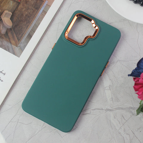 Oppo F19 Pro Cover - Green -Electroplated Camera Border Soft Silicon Case