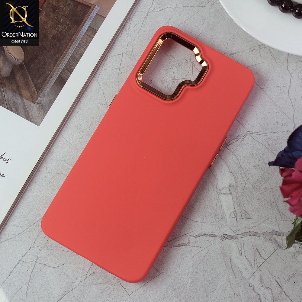 Oppo A94 Cover - Red -Electroplated Camera Border Soft Silicon Case
