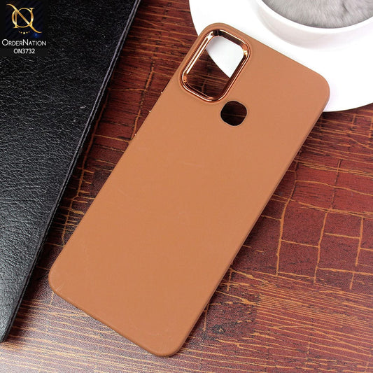 Infinix Hot 10 Play Cover - Brown - Electroplated Camera Border Soft Silicon Case