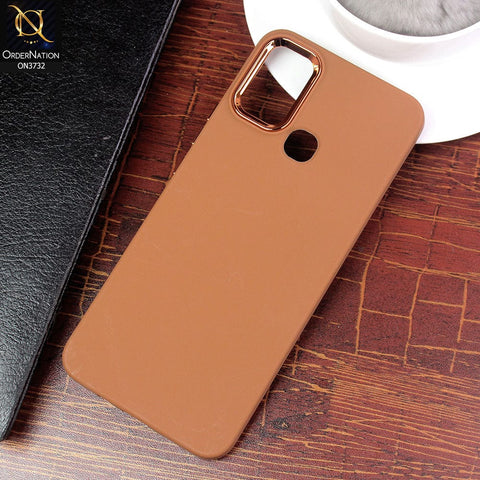 Infinix Hot 10 Play Cover - Brown - Electroplated Camera Border Soft Silicon Case