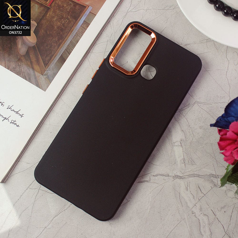 Infinix Hot 12 Play Cover - Black -Electroplated Camera Border Soft Silicon Case