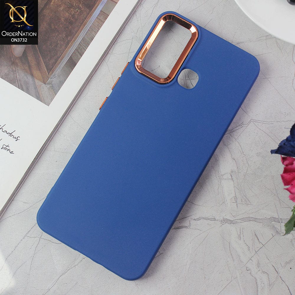 Infinix Hot 12 Play Cover - Blue -Electroplated Camera Border Soft Silicon Case