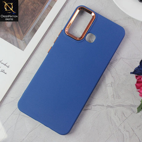 Infinix Hot 12 Play Cover - Blue -Electroplated Camera Border Soft Silicon Case