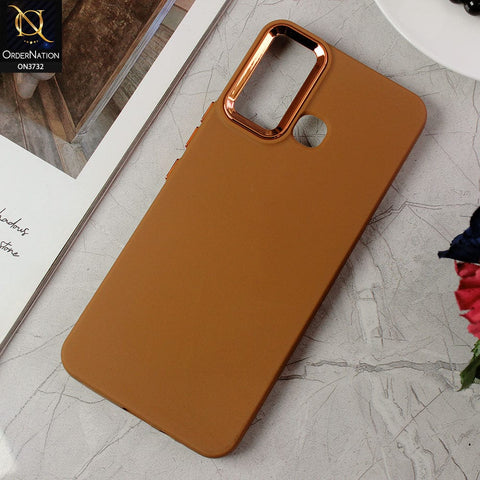 Infinix Hot 12 Play Cover - Brown -Electroplated Camera Border Soft Silicon Case