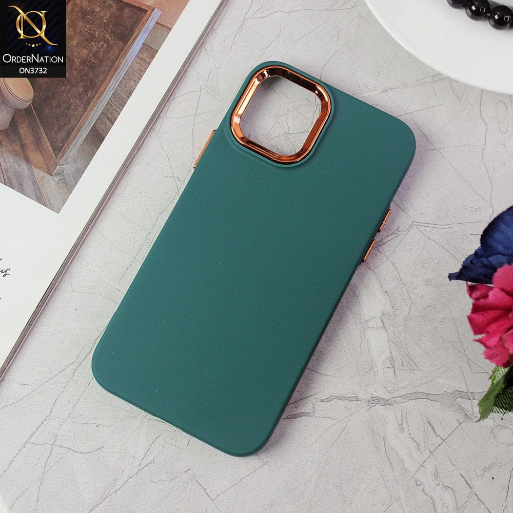 iPhone 11 Pro Cover - Green -Electroplated Camera Border Soft Silicon Case