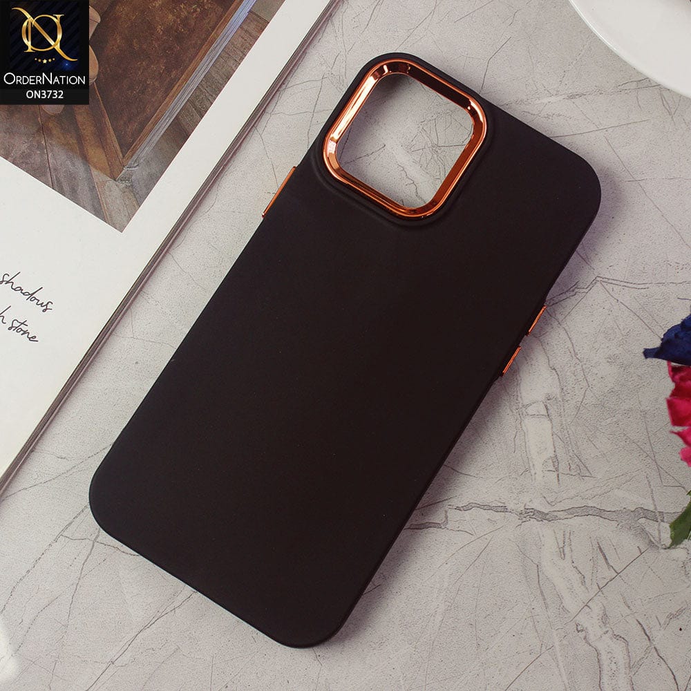 iPhone 12 Pro Max Cover - Black -Electroplated Camera Border Soft Silicon Case