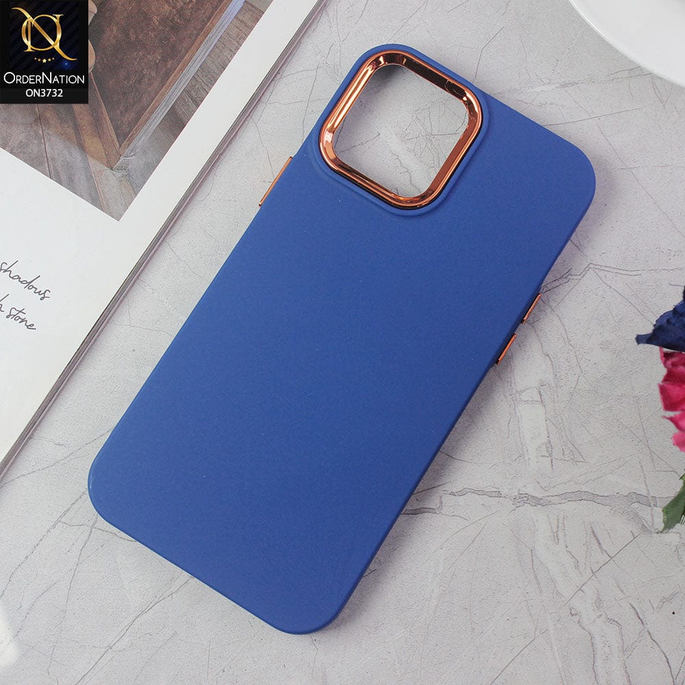 iPhone 12 Pro Max Cover - Blue -Electroplated Camera Border Soft Silicon Case