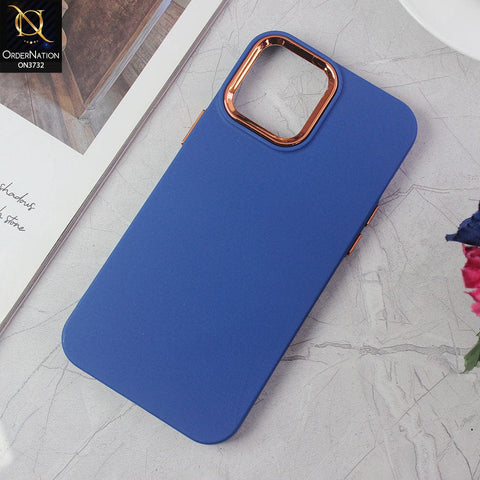 iPhone 12 Pro Max Cover - Blue -Electroplated Camera Border Soft Silicon Case