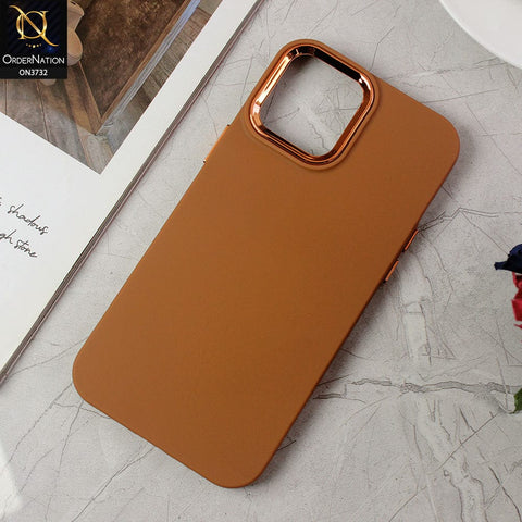 iPhone 12 Pro Max Cover - Brown -Electroplated Camera Border Soft Silicon Case