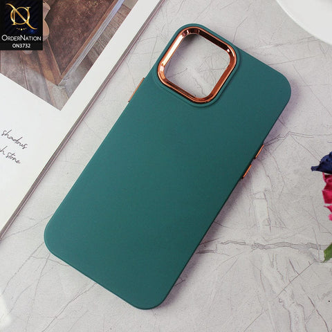 iPhone 12 Pro Max Cover - Green -Electroplated Camera Border Soft Silicon Case