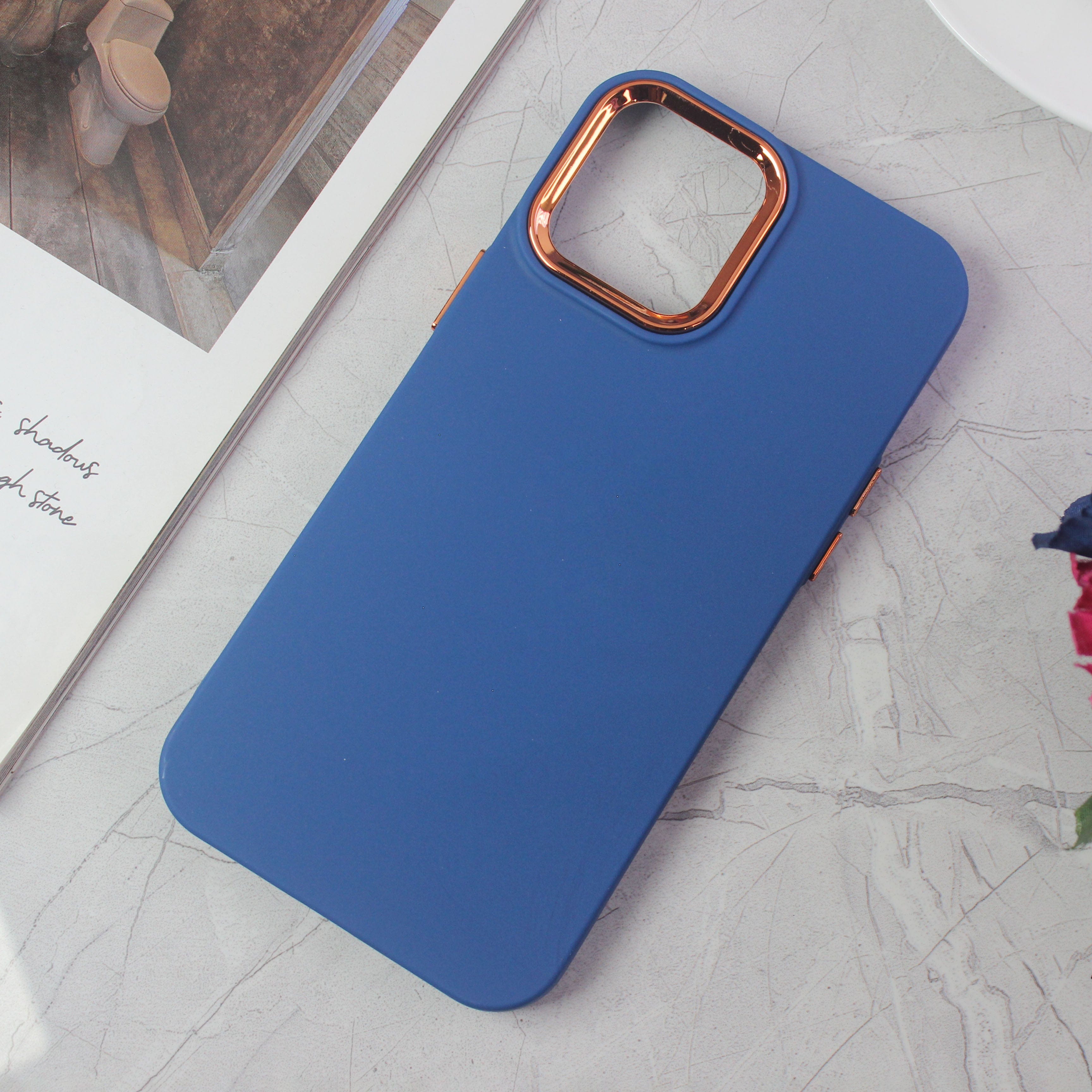 iPhone 13 Pro Max Cover - Blue -Electroplated Camera Border Soft Silic ...