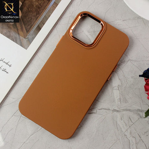 iPhone 13 Pro Max Cover - Brown -Electroplated Camera Border Soft Silicon Case