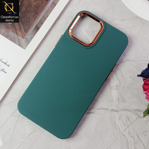 iPhone 13 Pro Max Cover - Green -Electroplated Camera Border Soft Silicon Case