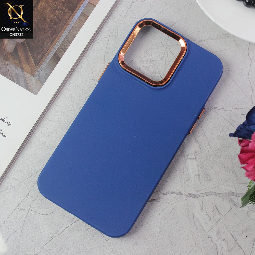 iPhone 14 Pro Max Cover - Blue -Electroplated Camera Border Soft Silicon Case