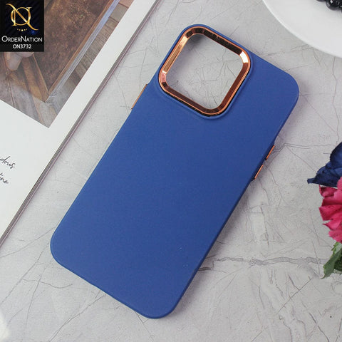 iPhone 14 Pro Max Cover - Blue -Electroplated Camera Border Soft Silicon Case