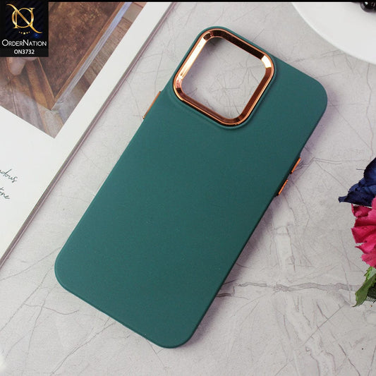 iPhone 14 Pro Max Cover - Green -Electroplated Camera Border Soft Silicon Case